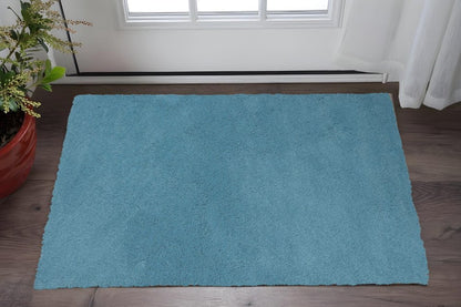 8' Blue Hand Woven Runner Rug