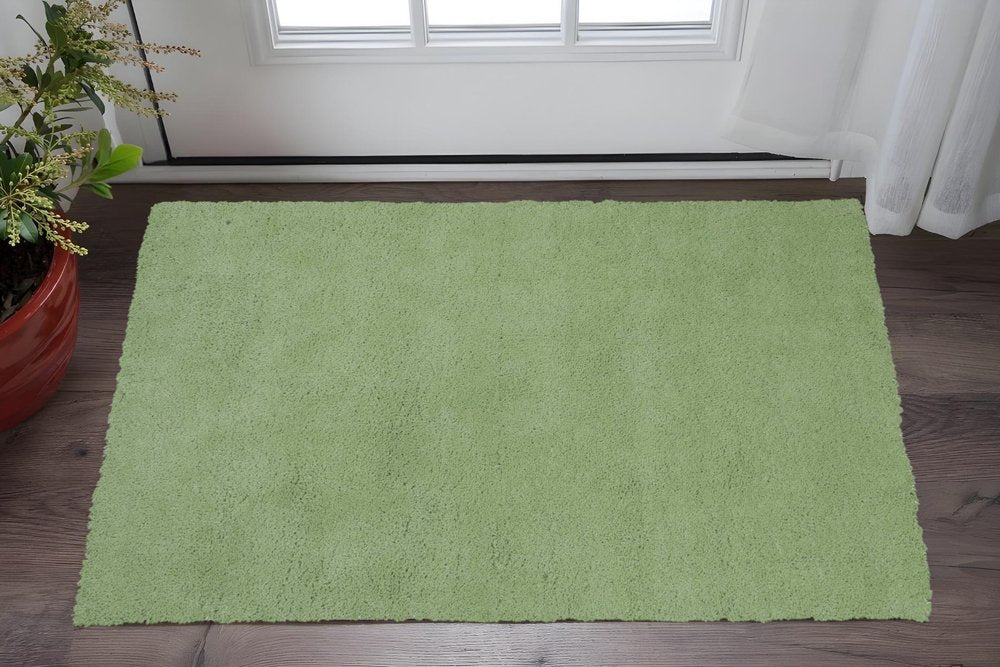 3' X 5' Green Shag Hand Woven Area Rug