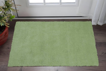 7' Green Hand Woven Runner Rug