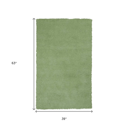 3' X 5' Green Shag Hand Woven Area Rug