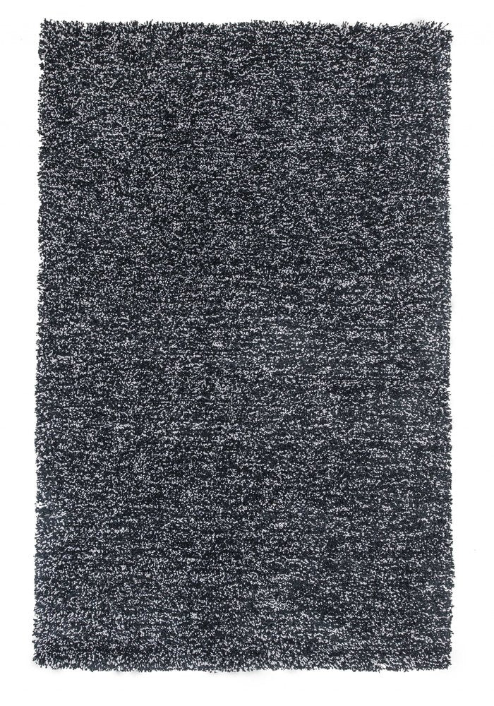 3' X 5' Black And White Shag Hand Woven Area Rug