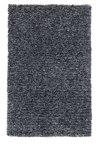 3' X 5' Black And White Shag Hand Woven Area Rug