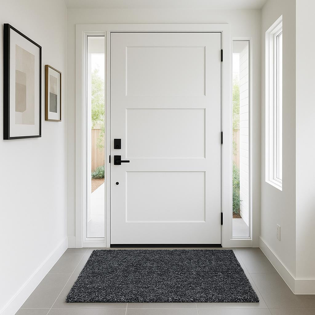 3' X 5' Black And White Shag Hand Woven Area Rug