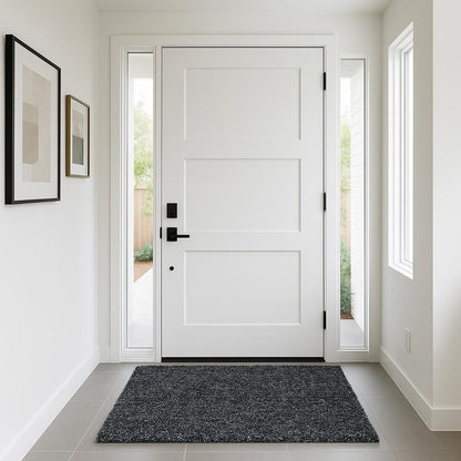 3' X 5' Black And White Shag Hand Woven Area Rug