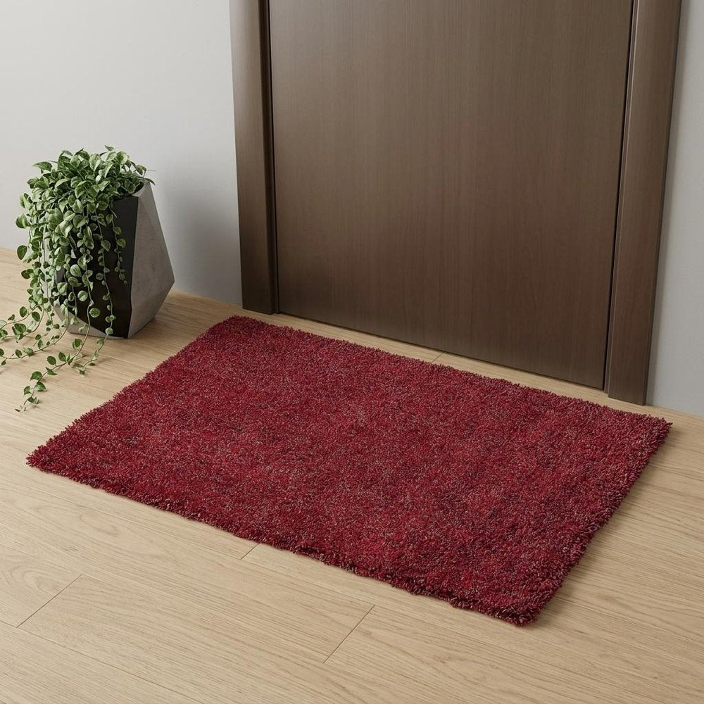 3' X 5' Red Heather Plain Area Rug