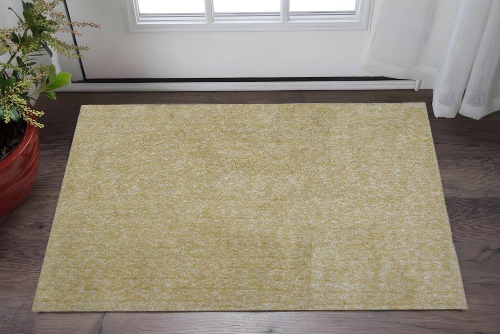 8' Yellow Shag Hand Woven Runner Rug
