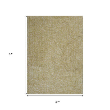 3' X 5' Yellow Shag Hand Woven Area Rug