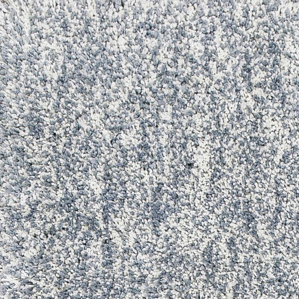 8' Slate Blue And Ivory Abstract Shag Hand Woven Runner Rug
