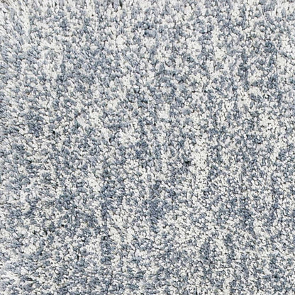 8' Slate Blue And Ivory Abstract Shag Hand Woven Runner Rug