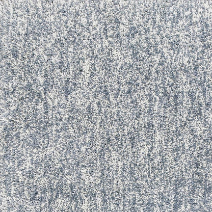 8' Slate Blue And Ivory Abstract Shag Hand Woven Runner Rug