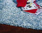 8' Indigo And Ivory Abstract Shag Hand Woven Runner Rug