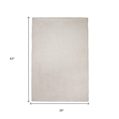 3' X 5' Ivory Shag Hand Woven Area Rug