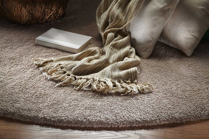 3' X 5' Beige Shag Hand Woven Area Rug