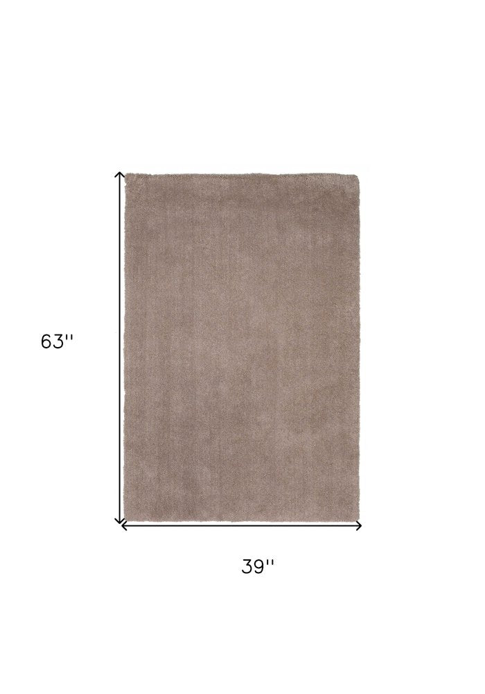 3' X 5' Beige Shag Hand Woven Area Rug