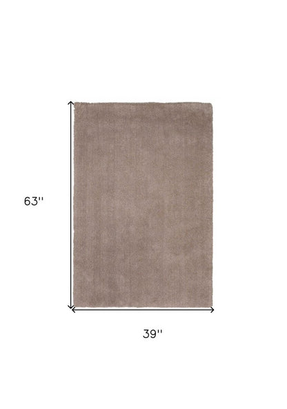 3' X 5' Beige Shag Hand Woven Area Rug