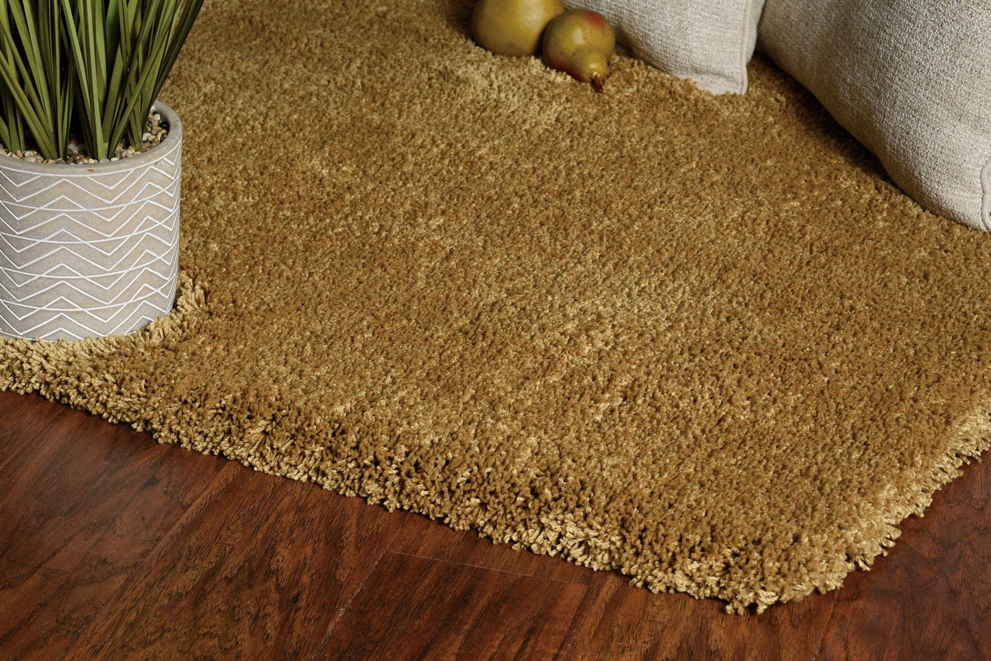 8' Gold Indoor Shag Runner Rug