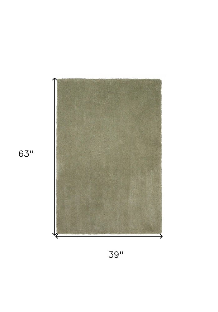 3' X 5' Sage Shag Hand Woven Area Rug