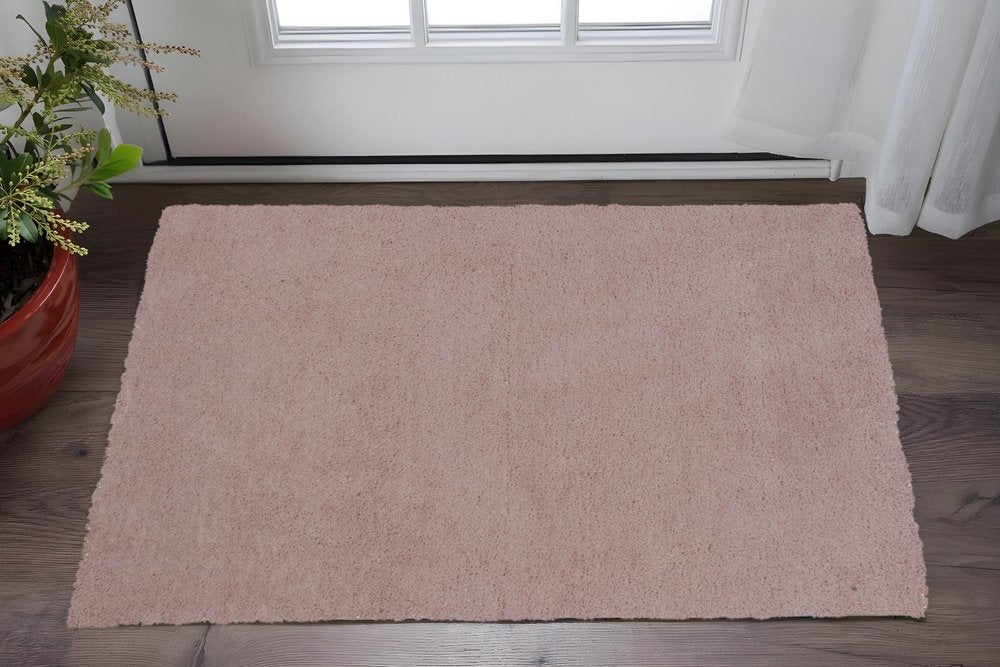 8' Pink Shag Hand Woven Runner Rug
