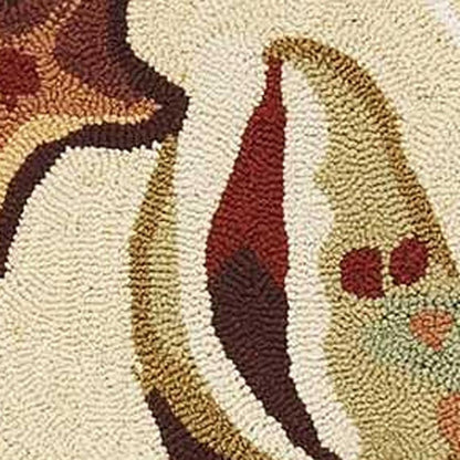 3' X 5' Beige Green And Brown Seashell and Coral Hand Tufted Area Rug