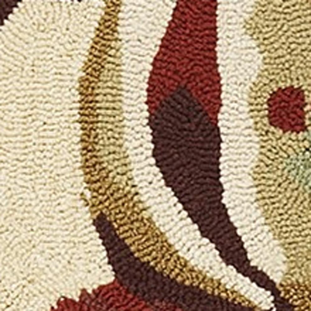 3' X 5' Beige Green And Brown Seashell and Coral Hand Tufted Area Rug