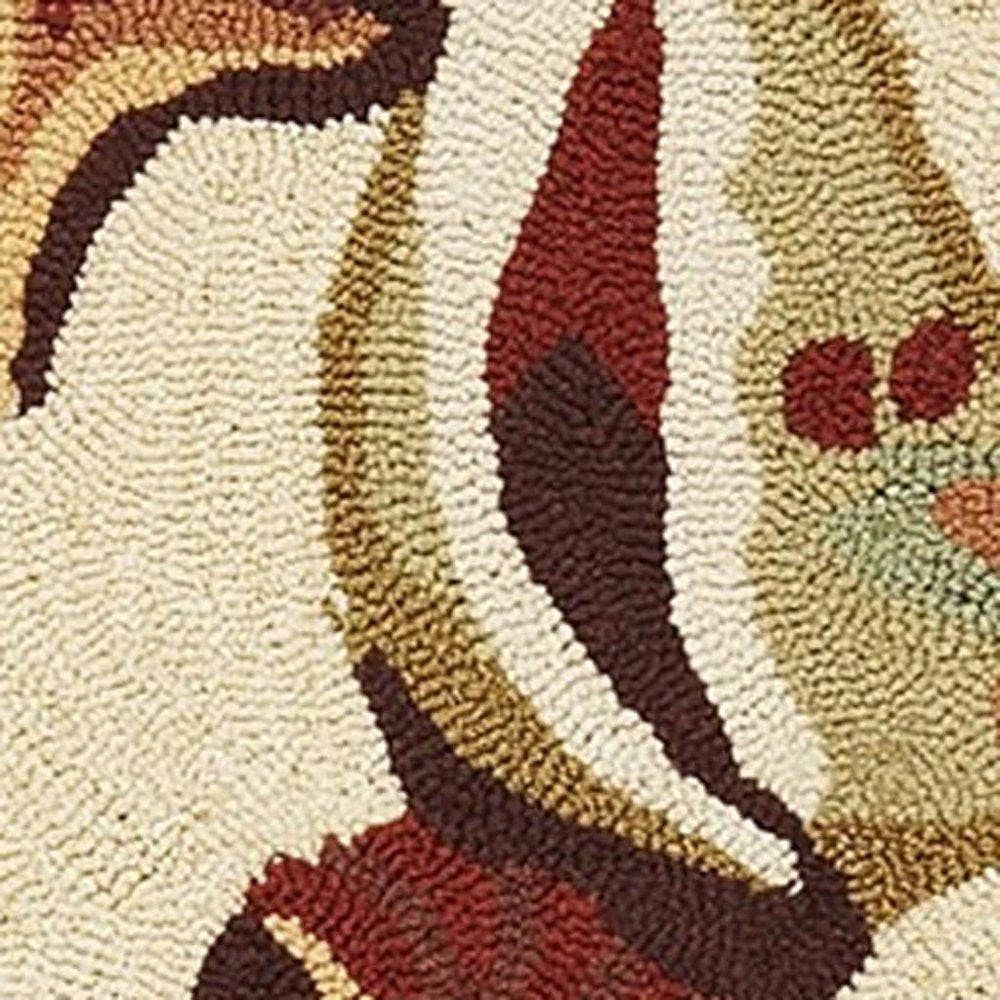 3' X 5' Beige Green And Brown Seashell and Coral Hand Tufted Area Rug