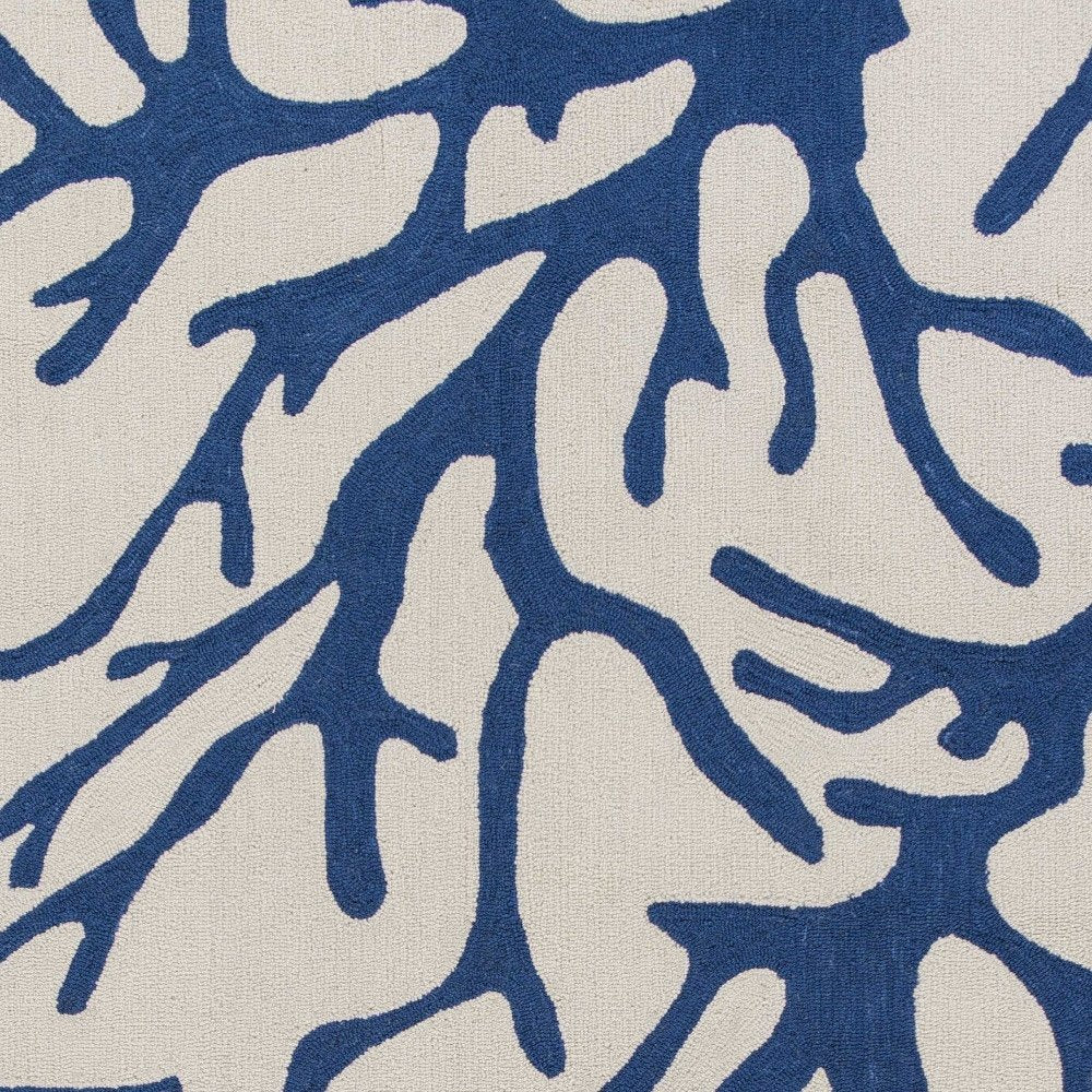 8' Ivory And Blue Runner Rug