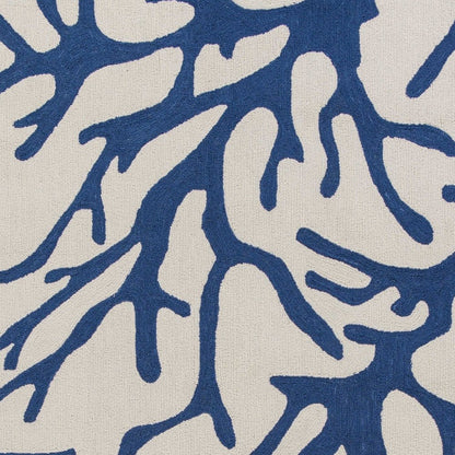 8' Ivory And Blue Runner Rug