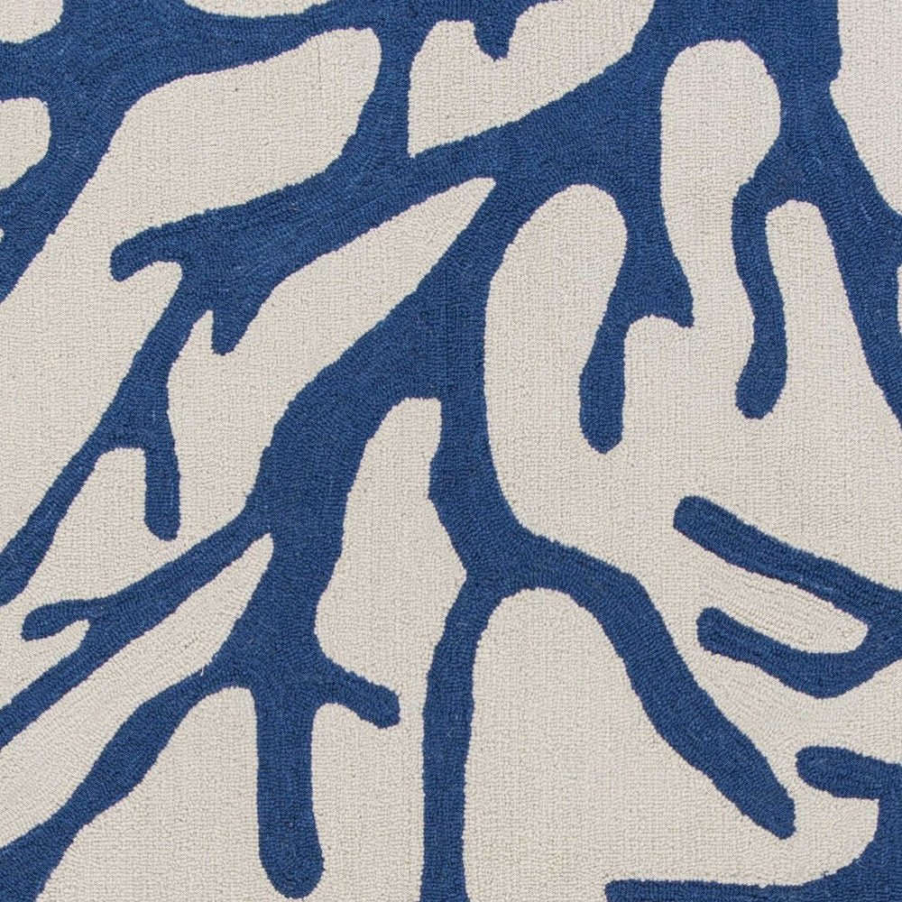 8' Ivory And Blue Runner Rug