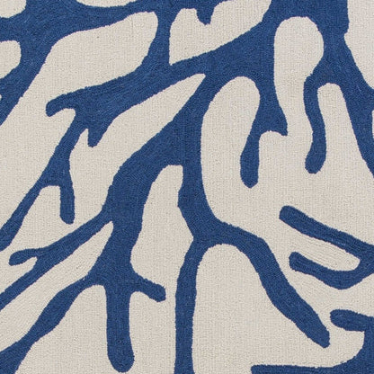 8' Ivory And Blue Runner Rug