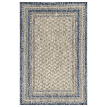 5' X 8'  Grey Or  Denim Bordered Uv Treated Area Rug