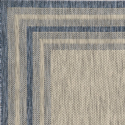 5' X 8'  Grey Or  Denim Bordered Uv Treated Area Rug