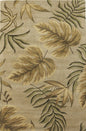 2' X 4' Sand And Beige Wool Botanical Leaves Hand Tufted Area Rug