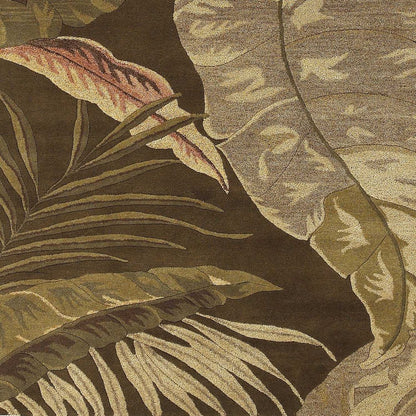 3' X 4' Brown And Beige Wool Botanical Leaves Hand Tufted Area Rug