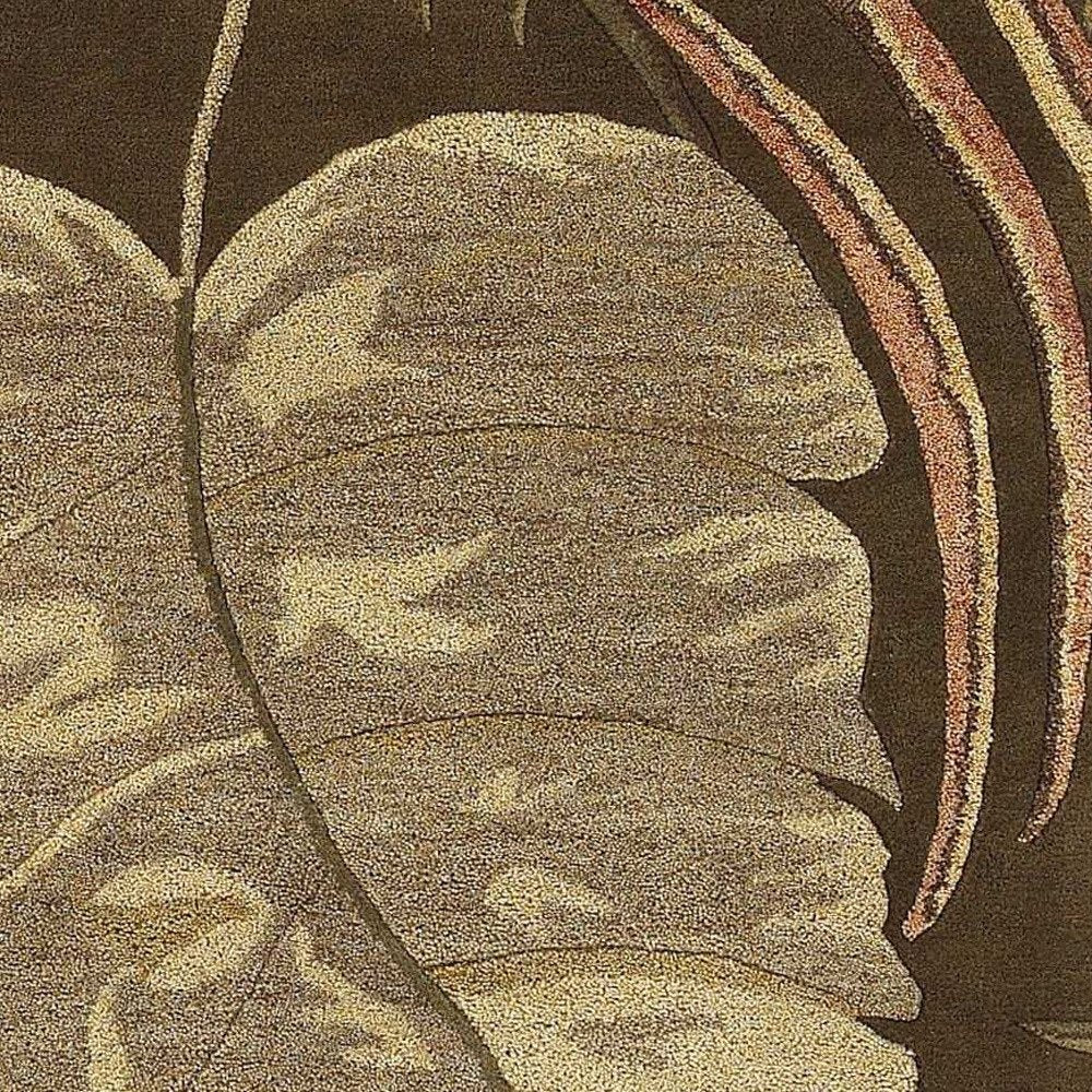 3' X 4' Brown And Beige Wool Botanical Leaves Hand Tufted Area Rug