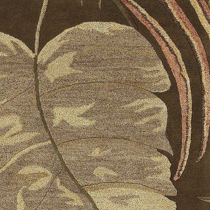 3' X 4' Brown And Beige Wool Botanical Leaves Hand Tufted Area Rug