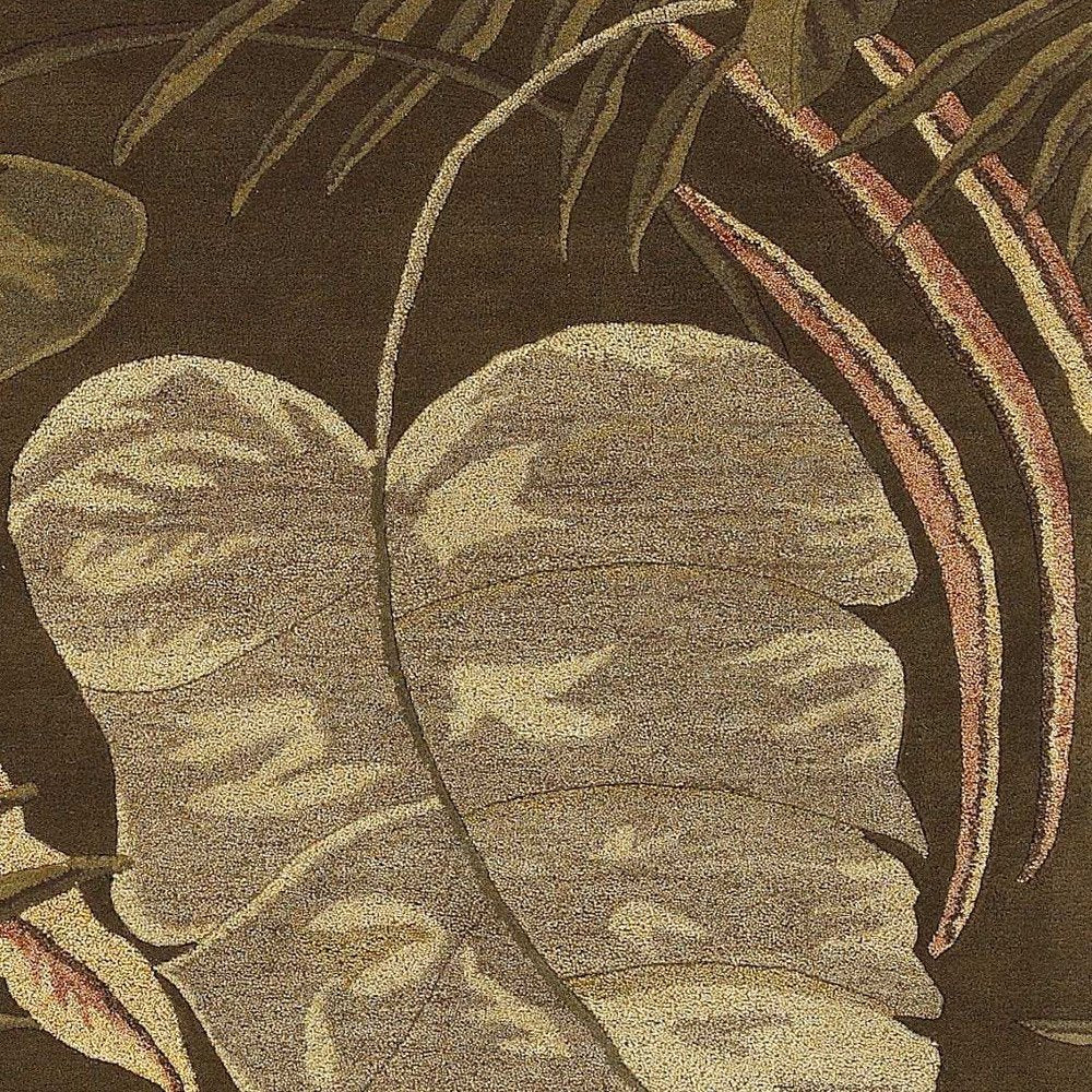 3' X 4' Brown And Beige Wool Botanical Leaves Hand Tufted Area Rug