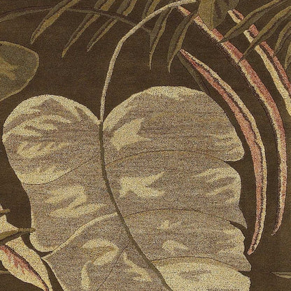 3' X 4' Brown And Beige Wool Botanical Leaves Hand Tufted Area Rug