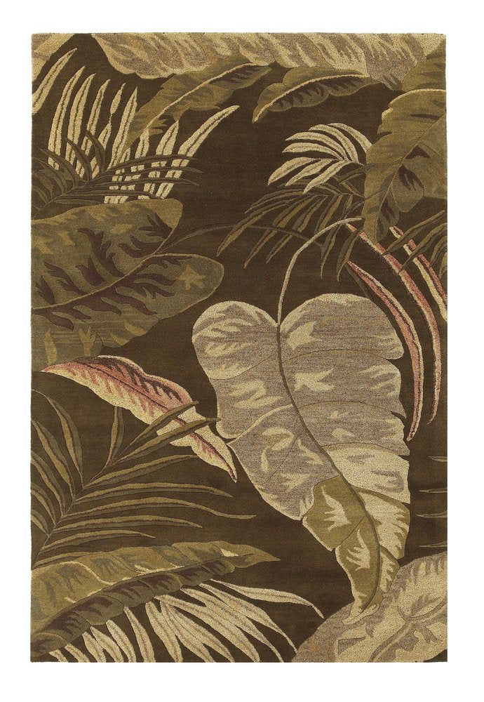 3' X 4' Brown And Beige Wool Botanical Leaves Hand Tufted Area Rug