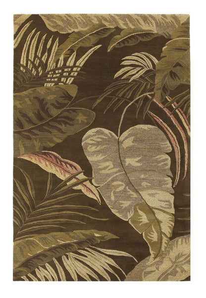 3' X 4' Brown And Beige Wool Botanical Leaves Hand Tufted Area Rug