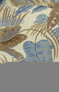 2' X 4' Ivory Blue And Brown Wool Tropical Botanical Hand Tufted Area Rug