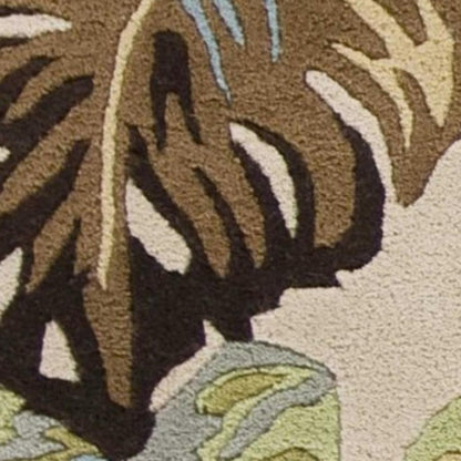 3' X 4' Ivory And Blue Wool Botanical Leaves Hand Tufted Area Rug