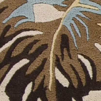 3' X 4' Ivory And Blue Wool Botanical Leaves Hand Tufted Area Rug