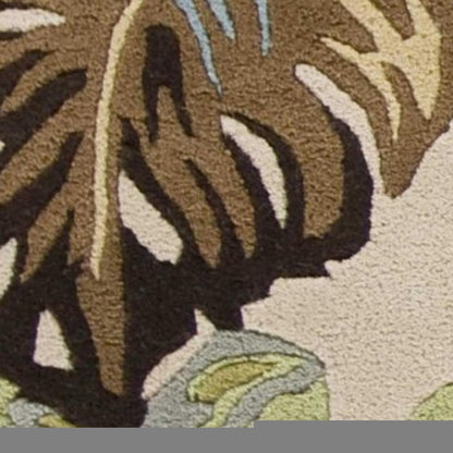 3' X 4' Ivory And Blue Wool Botanical Leaves Hand Tufted Area Rug