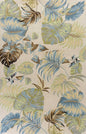 3' X 4' Ivory And Blue Wool Botanical Leaves Hand Tufted Area Rug