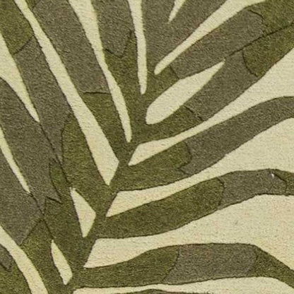2' X 4' Ivory And Green Wool Botanical Leaves Hand Tufted Area Rug