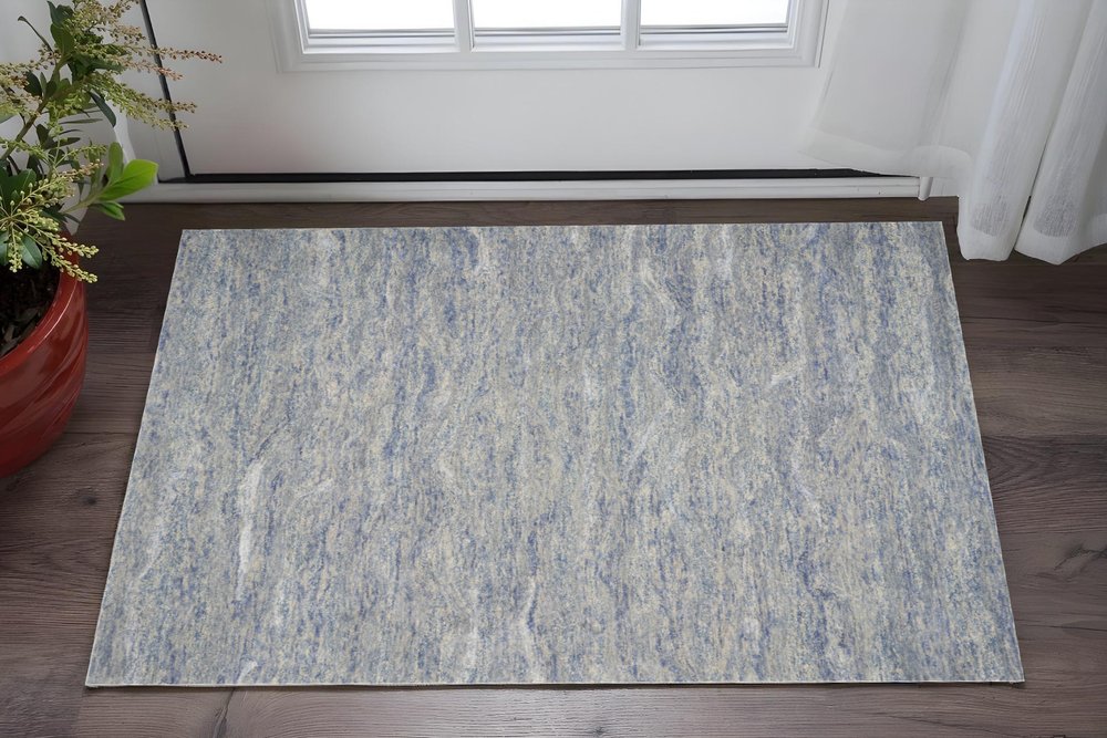3' X 5' Blue And Beige Abstract Hand Tufted Area Rug