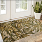 2' X 4' Green Palm Leaves Wool Area Rug