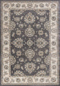 8' Gray And Ivory Floral Medallion Runner Rug