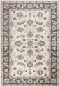 5' X 8' Ivory And Gray Floral Medallion Area Rug