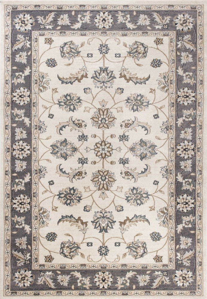 3' X 5' Gray And Ivory Floral Medallion Area Rug
